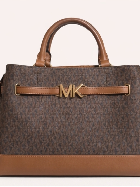 Michael Kors Handbags - Michael Kors Brown and Tan MK Signature Satchel